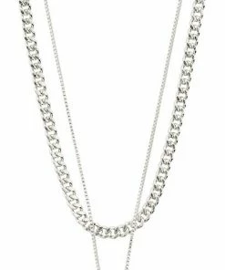 Promo 🌟 Pilgrim WILLPOWER Curb & Coin Necklace, 2-in-1 Set, Silver-plated 🧨