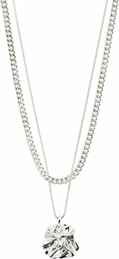 Promo 🌟 Pilgrim WILLPOWER Curb & Coin Necklace, 2-in-1 Set, Silver-plated 🧨