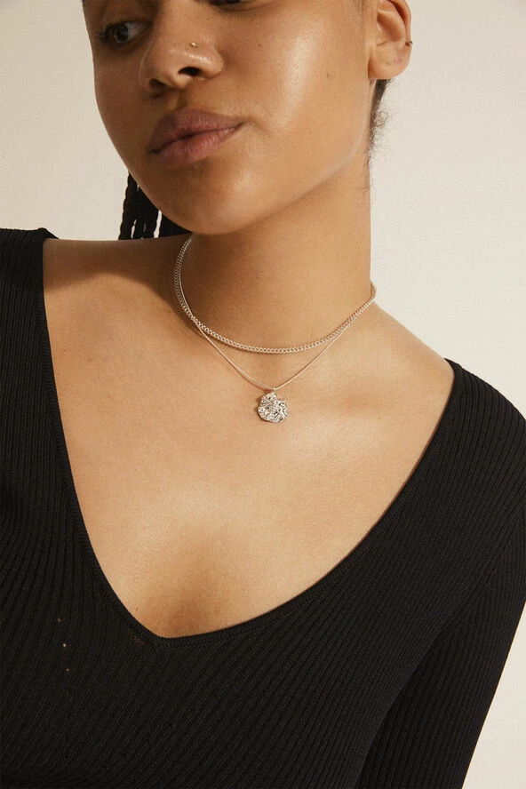 Promo 🌟 Pilgrim WILLPOWER Curb & Coin Necklace, 2-in-1 Set, Silver-plated 🧨 - Image 4