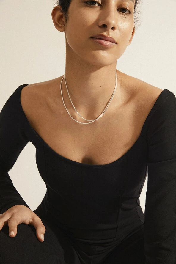 Tilbud 🤩 Pilgrim SOLIDARITY Recycled Snake Chain Necklace Silver-plated 🛒 - Image 6