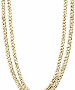 Billig 😉 Pilgrim BLOSSOM Recycled Curb Chain Halskæde 2-i-1 Guldbelagt 🔥