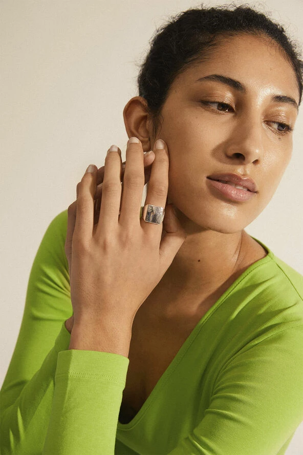 Bedste salg 💯 Pilgrim ANNI Rustic Signet Ring Silver-plated 😍 - Image 3