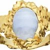 Kupon 🧨 Maanesten Goddess Ring Blue Lace Agate Sterling Silver (925) Gold Pla 🤩