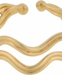 Promo ✔️ Pernille Corydon Jewellery Double Wave Ring Adj. Gold Plated Sterl ⌛