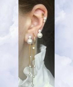 Helt ny ✔️ The Earring Shop Tassel Pearl Charm Gold 👍