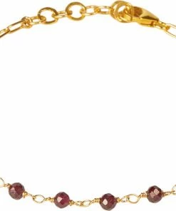 Rabat 😉 BeChristensen Daisy Red Garnet Bracelet - Gold GP 🎉