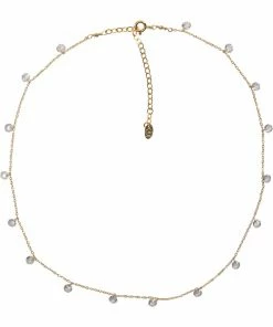Bedste salg ⌛ BeChristensen Susan White Zirconia Necklace - Gold GP 🎉