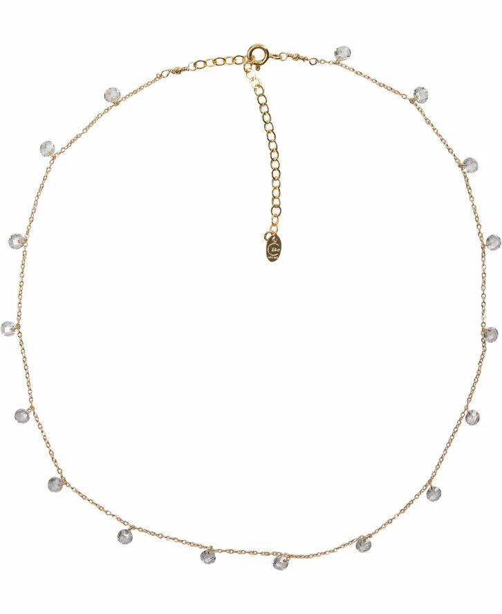 Bedste salg ⌛ BeChristensen Susan White Zirconia Necklace - Gold GP 🎉