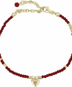 Flash udsalg 🌟 With Love Darling Red Beaded Bracelet For Gender Justice Brass 🌟