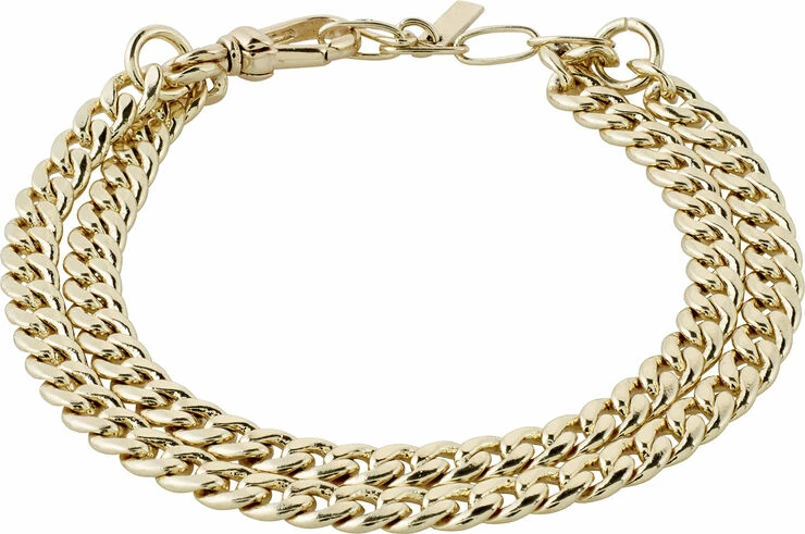 Tilbud 🤩 Pilgrim BLOSSOM Recycled Curb Chain Armbånd 2-i-1 Guldbelagt ⌛