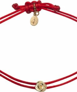 Billig 💯 With Love Darling Small Knot Red String Bracelet Brass 🔥