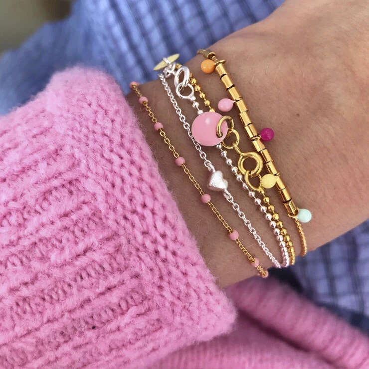 Bedste handel 👍 ENAMEL Copenhagen Bracelet, Ball Chain Old Rose 👏 - Image 3